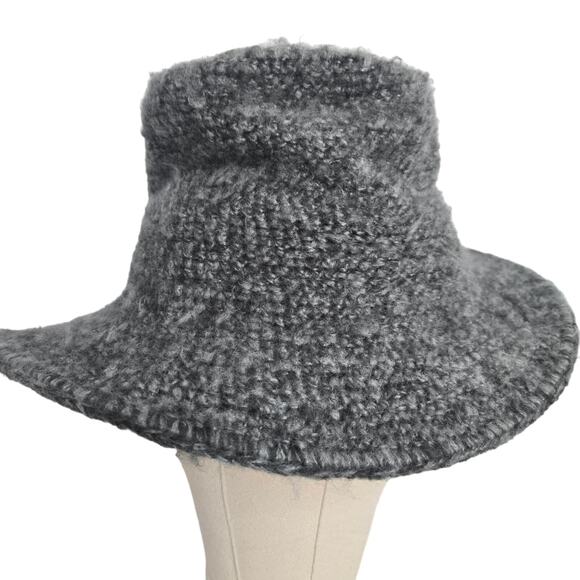 Wooden Ships Paola Buendia Bucket Hat Anthropologie Gray Knit Mohair Boho - Picture 1 of 7